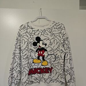 Disney Mickey Mouse White Sweatshirt with Red and Yellow Accents